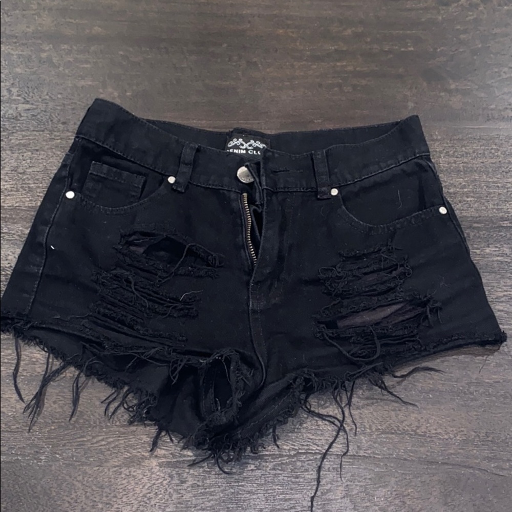 Black jean shorts